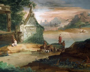 Herders in denkbeeldig landschap