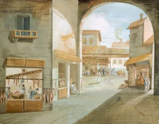 De slagerij, door Giuseppe Bernardino Bison (1762-1844), Italië