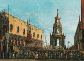 Het Giovedì Grasso Festival voor het Dogenpaleis in Venetië, 1830s
