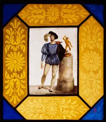 De beeldhouwer Mauro Gandolfi verkleed als Giambologna door Giuseppe Bertini, Italië