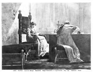 Lucrezia Borgia (1480-1519) en haar vader Paus Alexander VI (1431-1503)