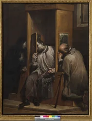Sint Jan van Nepomuk hoort biecht van de koningin van Bohemen