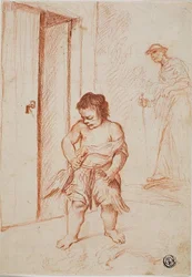 Studie van Twee Figuren (recto); Fragmentarische Kopie (verso)
