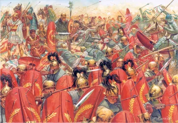 Oud Rome: de Slag bij Carrhes (of Charan) versloeg de Romeinse legioenen onder generaal Crassus, door de Parthen geleid door generaal Surena op 9 juni