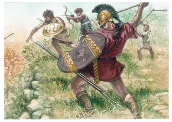 Koninkrijk Macedonië: soldaten van de lichte infanterie - Macedonië (oud koninkrijk): soldaten van de lichte infanterie - Illustratie door Giuseppe Rava