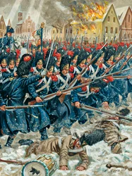 Pruisische Campagne: de wapens in de arm - Grenadiers van de Keizerlijke Garde bij de Slag bij Eylau op 8/02/1807