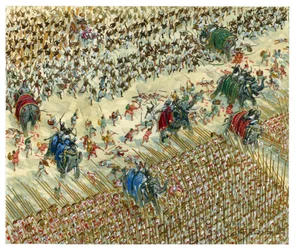 De Slag bij de Hydaspes: Alexander en Porus vechten in 327 v.Chr.