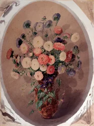 Bosje madeliefjes. Aquarel door Giuseppe Roda (19e eeuw) 1863. Genes, Galleria d