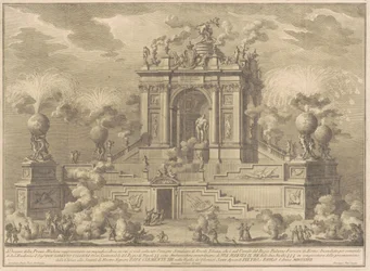 De Prima Macchina voor de Chinea van 1767: Een triomfboog met de Farnese Hercules