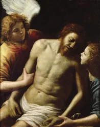 De dode Christus ondersteund door twee engelen, ca. 1628