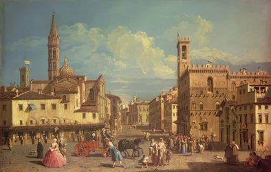 De Badia Fiorentina en het Palazzo Del Podesta op het Piazza di San Firenze, ca. 1754