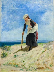 Vrouw op het strand, circa 1875