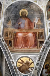 De doopkapel van Padua. Plafondschilderingen 14e eeuw door Giusto de Menabuoi. Sint Lucas de apostel. Padua. Italië. (foto)