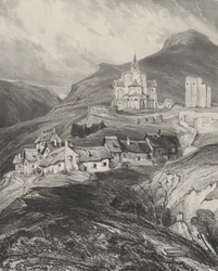 Abside exterieur van de kerk Saint-Nectaire, 1831