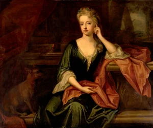 Dame met een hond en een papegaai, 17e eeuw