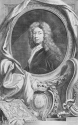 Portret van Thomas Markies van Wharton (1648-1715), gegraveerd door Jacob Houbraken (1698-1780), gepubliceerd door P. Knanton, 1744