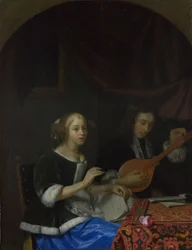 Een Vrouw die Zingt en een Man met een Cittern, ca. 1665-1667