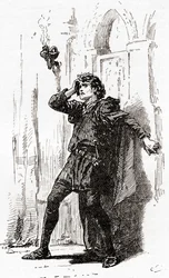 Een scène uit William Shakespeares toneelstuk Hamlet, Act I, Scene 5