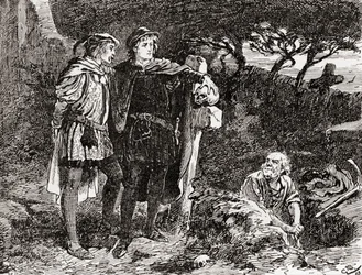 Een scène uit William Shakespeares toneelstuk Hamlet, akte V, scène 1: Hamlet: 