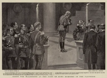 Graaf von Waldersee bij het graf van koning Humbert in het Pantheon