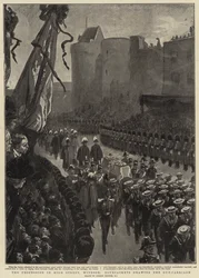 De Processie in High Street, Windsor, Matrozen trekken de Kanonwagen