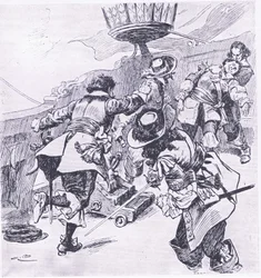 De dood van Von Tromp 31 juli 1653, illustratie uit Britse gevechten op land en zee, 1915