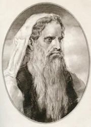 Mozes, een profeet in de Abrahamitische religies, leider van de Israëlieten en wetgever, uit Levensbiografieën van Religieuze Leiders