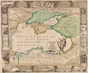 Kaart van de Zwarte Zee en de Krim, ca. 1740.