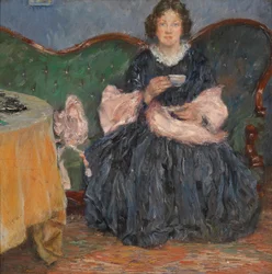 Dame op sofa
