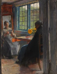 Vrouwen bij het tuinraam, c. 1890