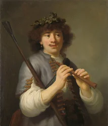 Rembrandt als herder met staf en fluit, 1636