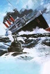 Lijnboot en onderzeeër