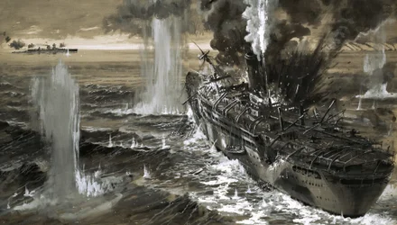 De koopvaardijjager Jervis Bay vocht op leven en dood toen een Brits konvooi in een hinderlaag liep.