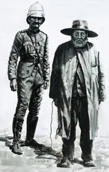 De overwinnaar van de Slag om Spion Kop, Lord Roberts, en de Boerengeneraal Cronja