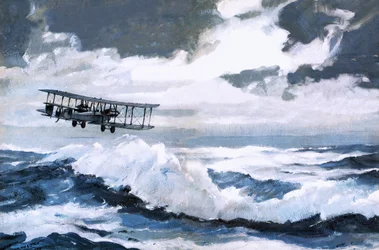 Vickers Vimy maakt zijn recordbrekende trans-Atlantische vlucht