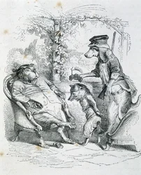 De twee honden en de Riffler vos - door Grandville