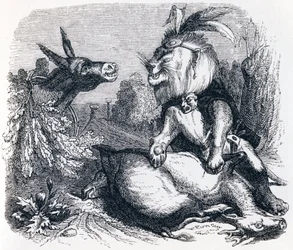 De leeuw en de ezel op jacht - Fabels van La Fontaine