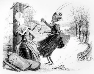 De cicade en de mier, illustratie voor de «Fabels» van La Fontaine (1621-95), uitgegeven door H. Fournier Aine, 1838