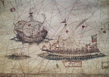 Galei en Portugese karveel (detail)