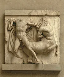 Een Lapith die een centaur doodt, metope XXVII van de zuidzijde van het Parthenon, 447-432 v.Chr.