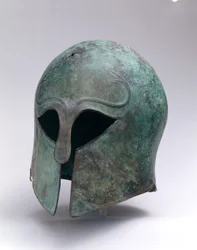 Bronzen archaïsche helm van Korinthisch type, c.600-575 v.Chr.