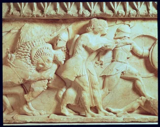 Detail van het noordelijke fries van de Siphnische Schatkamer