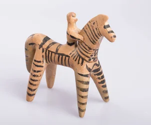 Paard en ruiter, waarschijnlijk uit Boeotië, Grieks, Archaïsche Periode, ca.550 v.Chr.