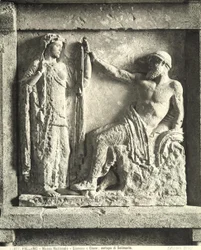 Zeus en Hera, metope van tempel E in Selinunte, Sicilië