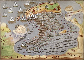 Slag bij Navarino op 20 oktober 1827, uit de Geïllustreerde geschiedenis van de Griekse onafhankelijkheidsoorlog