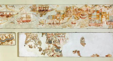 Marine-expedities, Akrotiri-fresco, Thera (nu Santorini), Griekenland, Minoïsche beschaving