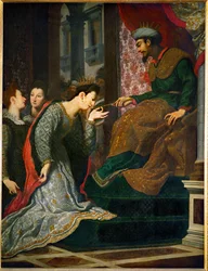 Esther voor Ahasveros (over het algemeen geïdentificeerd als Xerxes I (schilderij op doek)