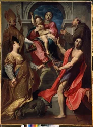 Maagd en kind met heiligen Franciscus van Assisi, Johannes de Doper, Margaretha en Gregorius de Grote