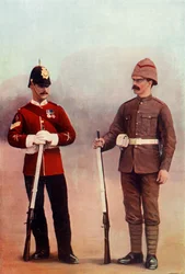 Kleur-sergeant en soldaat in kaki, Gloucester Regiment