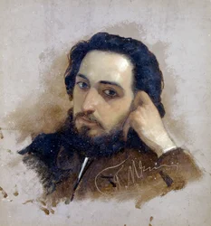 Portret van Vsevolod Mikhailovitch Garchine, Russische schrijver